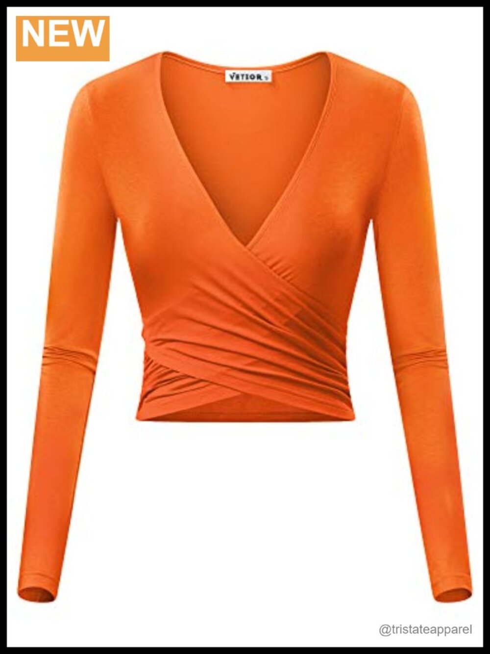 Women's Deep V Neck Cross Wrap Crop Top Slim Fit Going Out Shirt